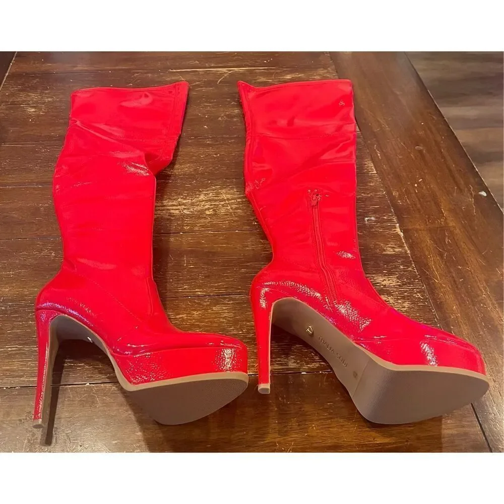 Thalia Sodi Womens  SILENA Faux Leather Platform Over-The-Knee Boots